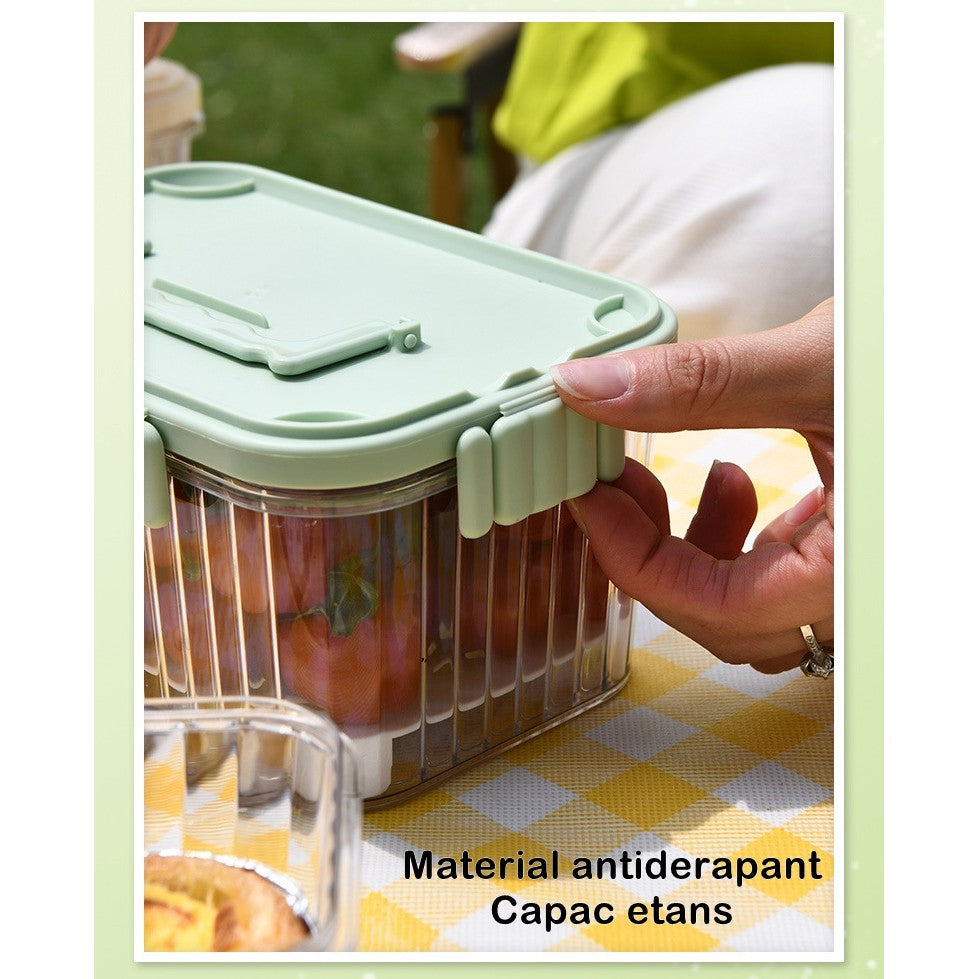 Caserola portabila pentru mancare fresh Kaveny, 1500 ml, 2 furculite,10 x 13.5 x 20 cm, 2 capace detasabile pentru congelator, etans, spatiu pentru tacamuri, maner, material plastic, rezistent la temperaturi ridicate, transparent