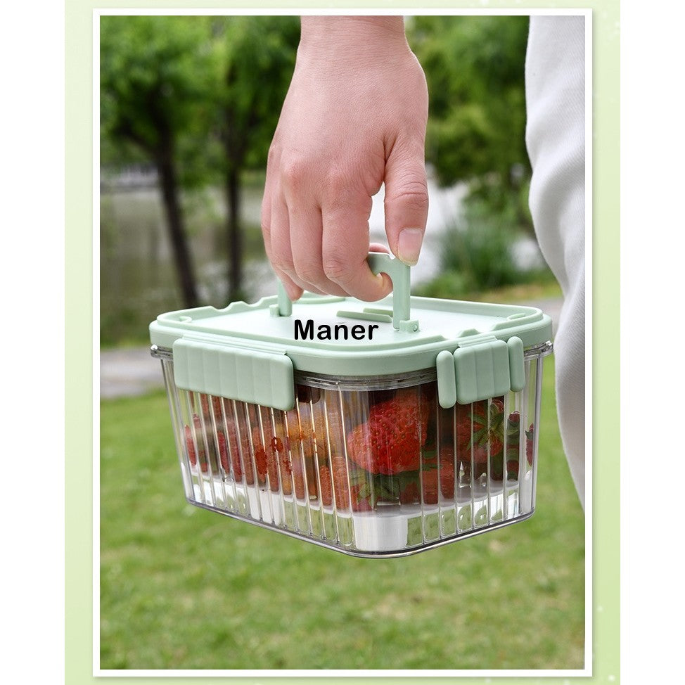 Caserola portabila pentru mancare fresh Kaveny, 550 ml, furculita pentru fructe, 7 x 11.5 x 16 cm, capac detasabil pentru congelator, etans, spatiu pentru tacamuri, maner, material plastic, rezistent la temperaturi ridicate, transparent