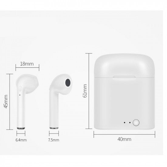 Casti Wireless Bluetooth I7s Earbuds Alb