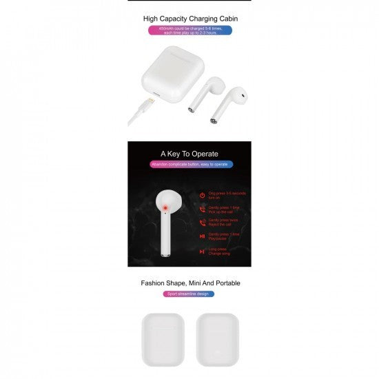 Casti Wireless Bluetooth MKJ-I8X Earbuds Kadeny, Alb