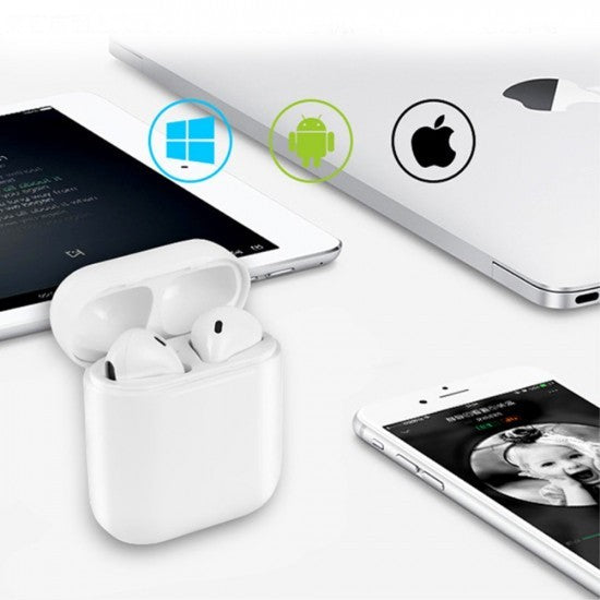 Casti Wireless Bluetooth MKJ-I8X Earbuds Kadeny, Alb