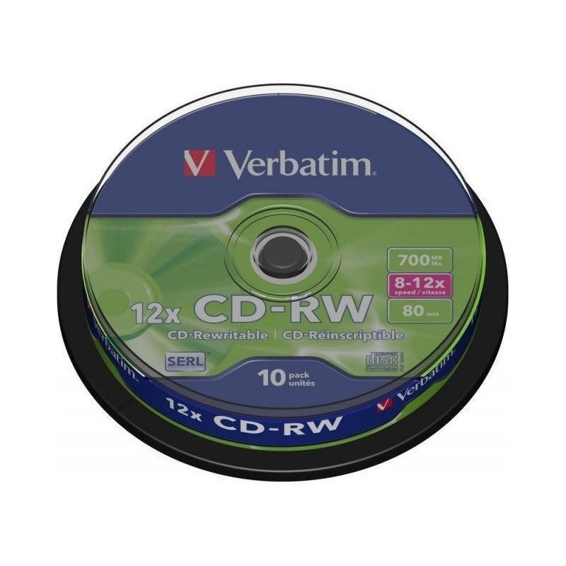 CD-RW Verbatim 43480, 700MB / 80min, 12x, set 10 buc
