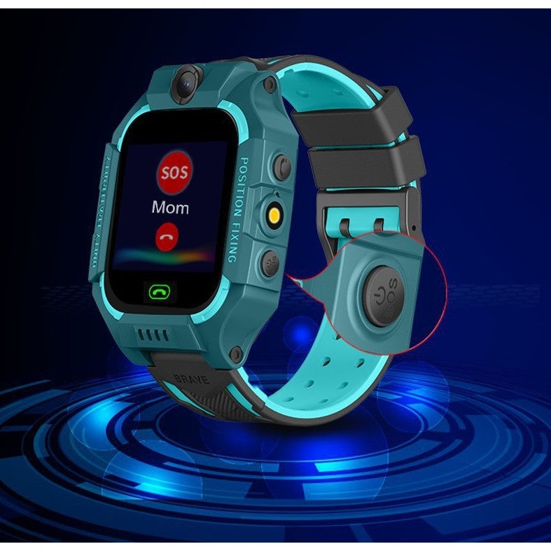 Ceas Smartwatch Kaveny, Pentru Copii, Model Q19 Z6, Localizare LBS, Istoric Traseu, Monitorizare Spion, Camera Foto, Lanterna, Chat Vocal, Apel SOS, Turcoaz