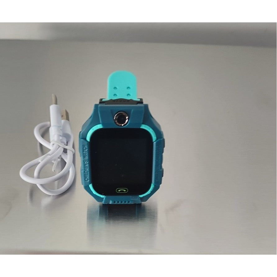 Ceas Smartwatch Kaveny, Pentru Copii, Model Q19 Z6, Localizare LBS, Istoric Traseu, Monitorizare Spion, Camera Foto, Lanterna, Chat Vocal, Apel SOS, Turcoaz