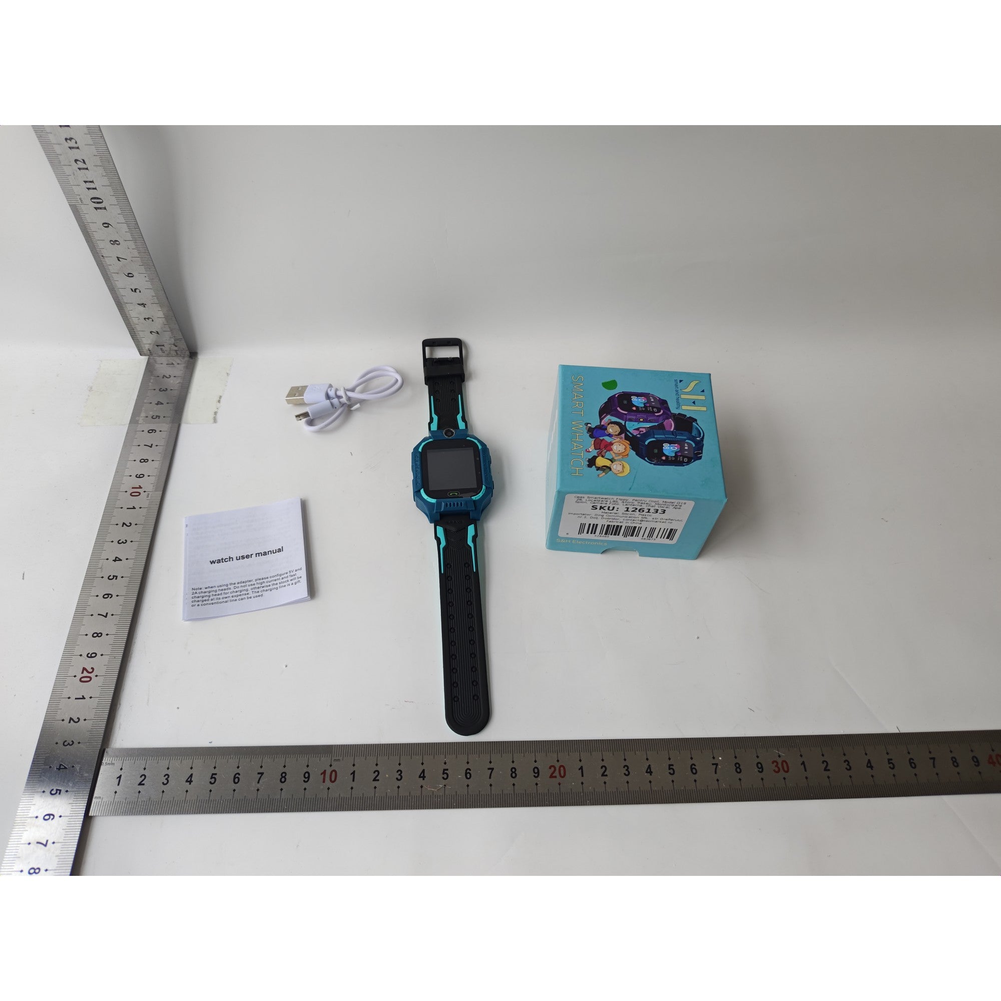 Ceas Smartwatch Kaveny, Pentru Copii, Model Q19 Z6, Localizare LBS, Istoric Traseu, Monitorizare Spion, Camera Foto, Lanterna, Chat Vocal, Apel SOS, Turcoaz