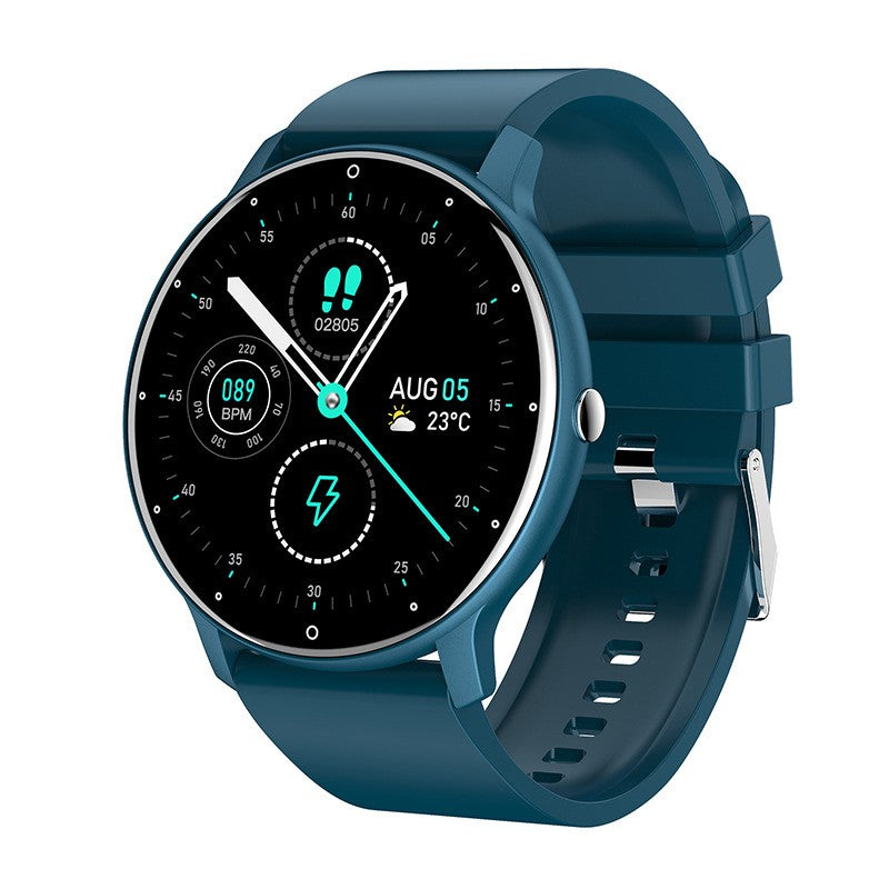 Ceas smartwatch si bratara fitness Kaveny ZL02D, oxigen, ritm cardiac, pedometru, notificari, IP67, Compatibil cu Android/iOS, vibratii, multi sport, Albastru inchis