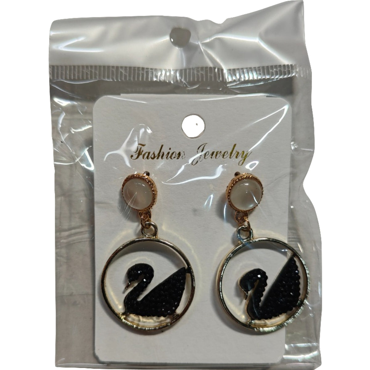 Cercei lebeda neagra, din otel inoxidabil