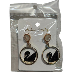 Cercei lebeda neagra, din otel inoxidabil