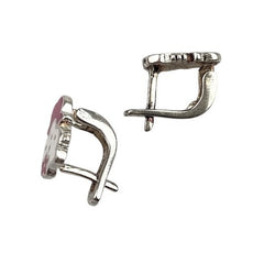 Cercei pentru Copii din Argint 925, model Pisicuta Roz-Alb