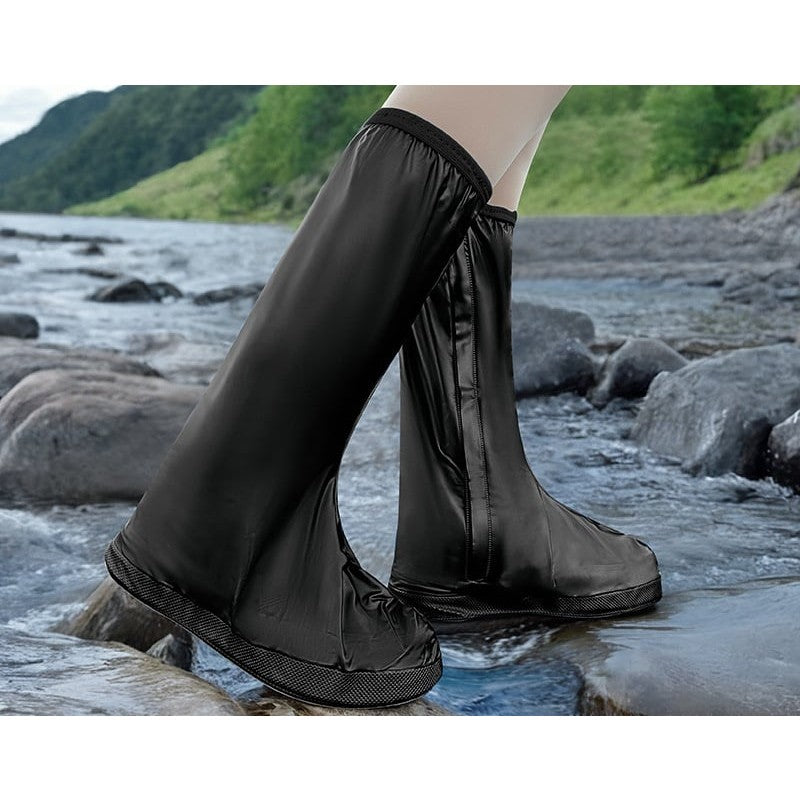 Protectie Incaltaminte pentru Ploaie si Noroi, Kaveny, Impermeabila, Talpa Antiderapanta, cu Fermoar si Capsa, Inaltime 40 cm, Marime XXXL 44-45, Negru