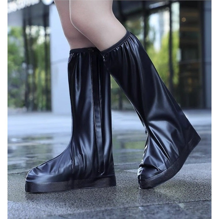 Protectie Incaltaminte pentru Ploaie si Noroi, Kaveny, Impermeabila, Talpa Antiderapanta, cu Fermoar si Capsa, Inaltime 40 cm, Marime XXXL 44-45, Negru