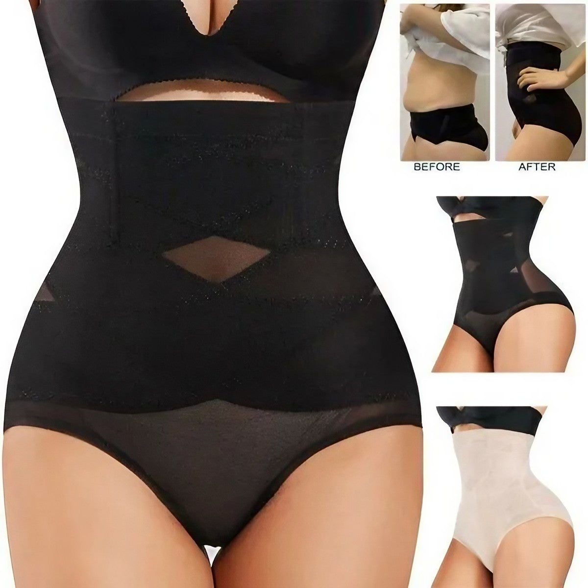 Lenjerie Modelatoare pentru Abdomen, Kadeny, cu Talie Inalta si Corset, Negru, Push-Up, Marimea M