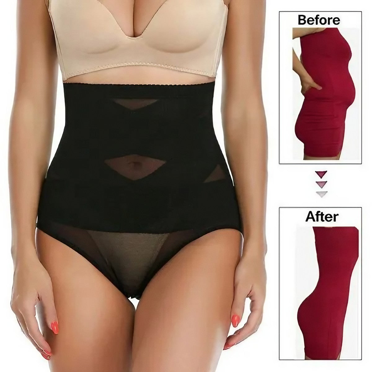 Lenjerie Modelatoare pentru Abdomen, Kadeny, cu Talie Inalta si Corset, Negru, Push-Up, Marimea M
