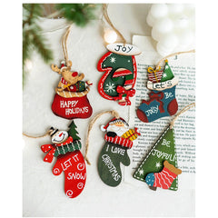 Set 14 Decoratiuni de Craciun, Kadeny, pentru Brad, 5 - 9.5 cm, din Lemn, Multicolor