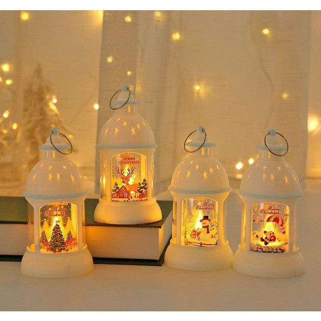 Decoratiune de Craciun, Kadeny, Model Sfesnic de Birou, Brad de Craciun, din Plastic, cu Inel de Agatat, 6.8 x 13.5 x 2 cm, Alb