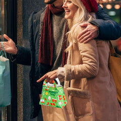 Geanta pentru Copii, Kadeny, Pliabila, pentru Cadouri de Craciun, din Panza Netesuta, 13 x 12 x 6 cm, Verde