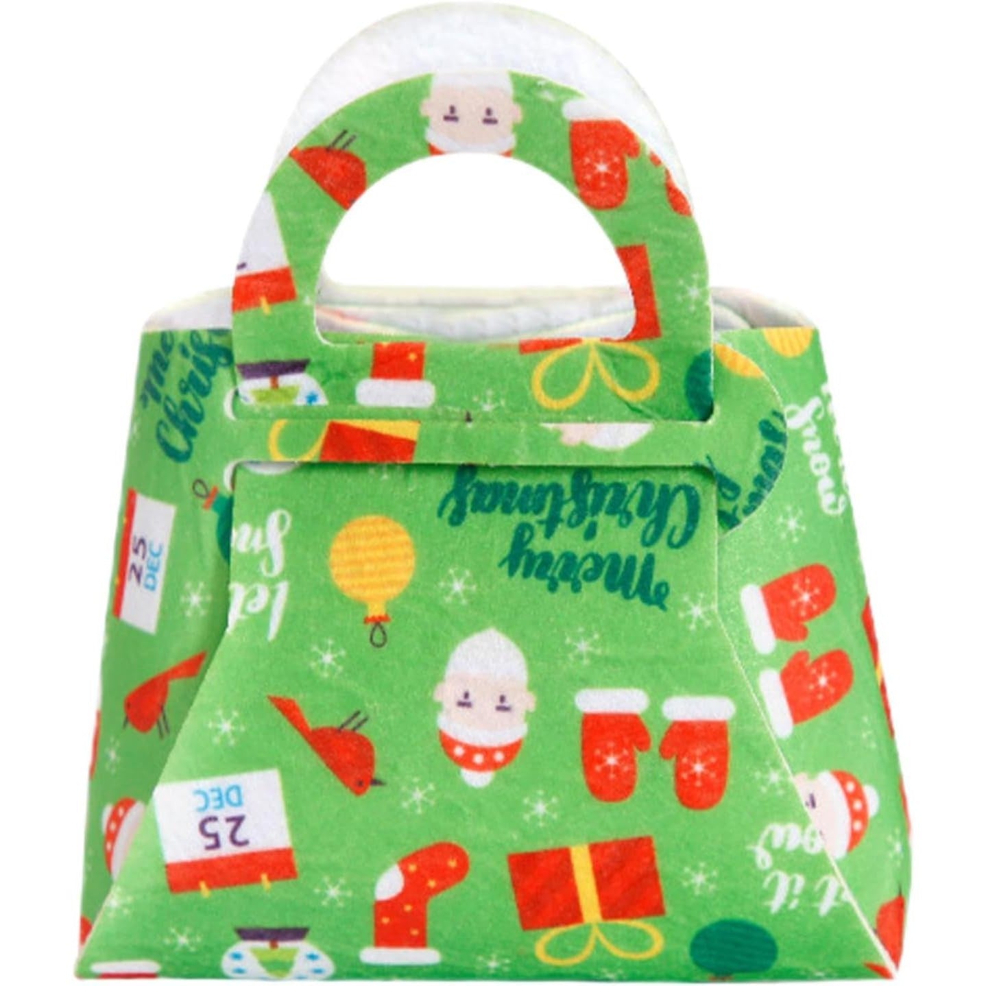 Geanta pentru Copii, Kadeny, Pliabila, pentru Cadouri de Craciun, din Panza Netesuta, 13 x 12 x 6 cm, Verde