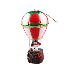 Decoratiune de Craciun tip Balon cu Aer Cald, Kadeny, Balon cu Om de Zapada, din Rasina, Model Balon cu Aer Cald si Om de Zapada Iluminare LED, 17 x 5 x 5 cm, Gri Rosu