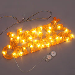 Instalatie LED de Craciun, Kadeny, Litere 3D, Merry Christmas, Lumina Calda, 27.5 x 10.5 x 1.4 cm, Galben