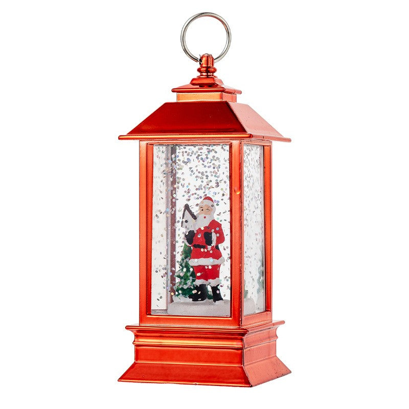 Decoratiune Luminoasa, Kadeny, Felinar de Craciun, cu Lumina LED, Ornament Model Mos Craciun, 5.3x5.3x13 cm, Rosu