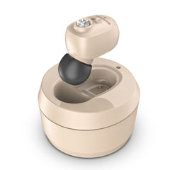 Aparat Auditiv Intraauricular In-Ear, Kaveny, Amplificator de sunet pentru Auz, Minuscul Design Nou, 14 x 10 x 3.8 cm, 116 gr, Camel
