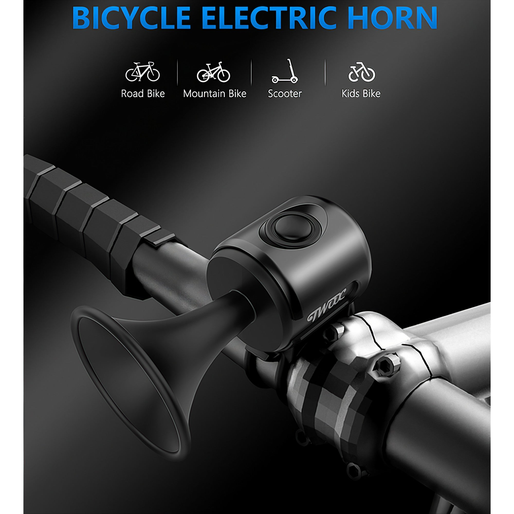 Claxon electric pentru bicicleta, Kaveny, rezistent la apa, 120 dB, negru