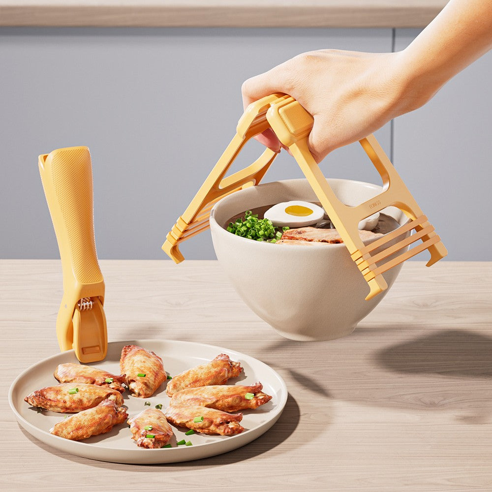 Clema pentru Boluri, Kadeny, Anti-Alunecare, din ABS si Silicon, Extindere, pentru Oale, Tigai, de Uz Casnic, Rezistent la Temperaturi Inalte, 18.3 x 10.6 cm Bej