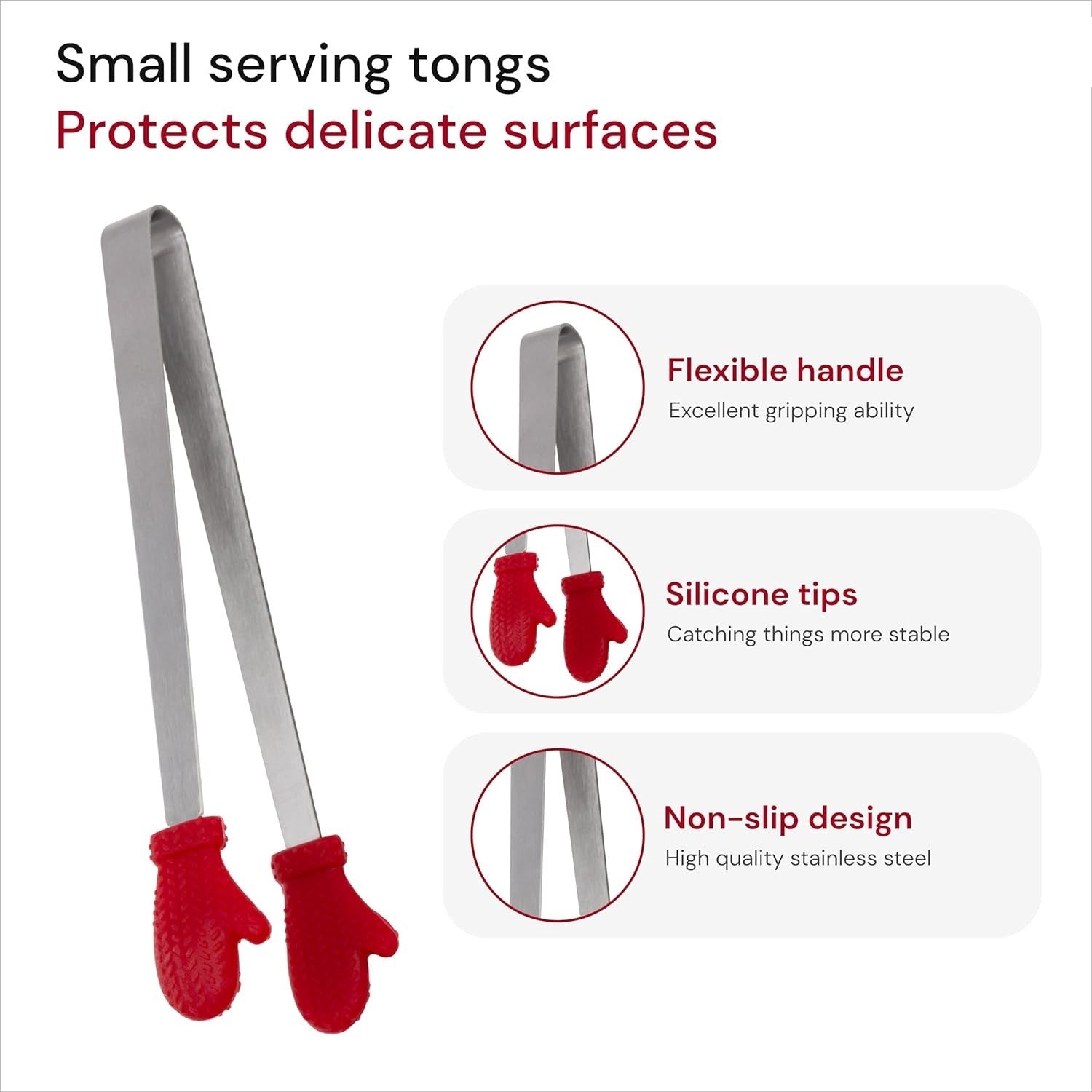 Cleste Creativ pentru Mancare, Kadeny, Model Manusi din Silicon, 14.5x3 cm, Rezistent la Temperaturi Inalte si Coroziune, Rosu