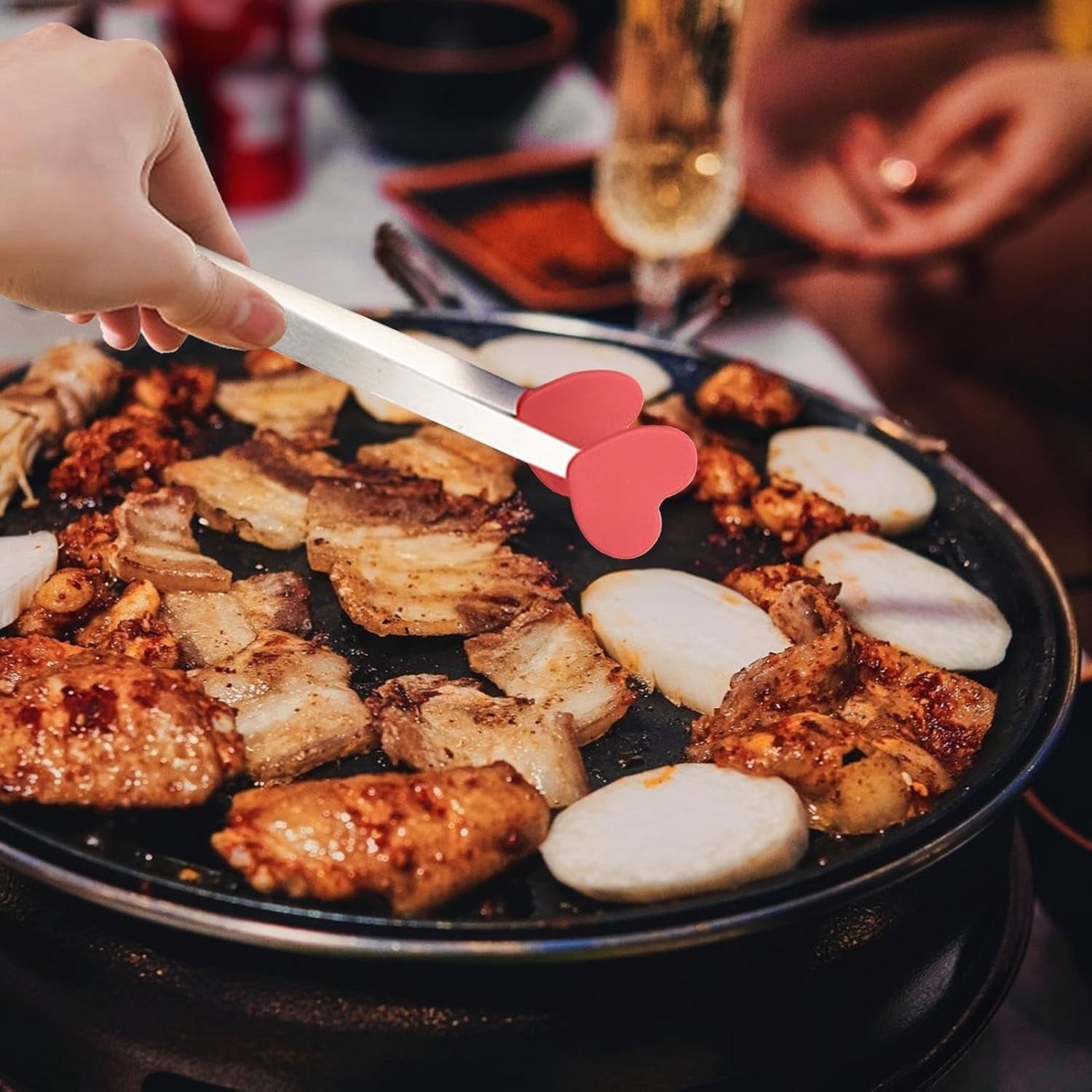 Cleste Creativ pentru Mancare, Kadeny, Model Inimioare din Silicon, 14.5x3 cm, Rezistent la Temperaturi Inalte si Coroziune, Rosu