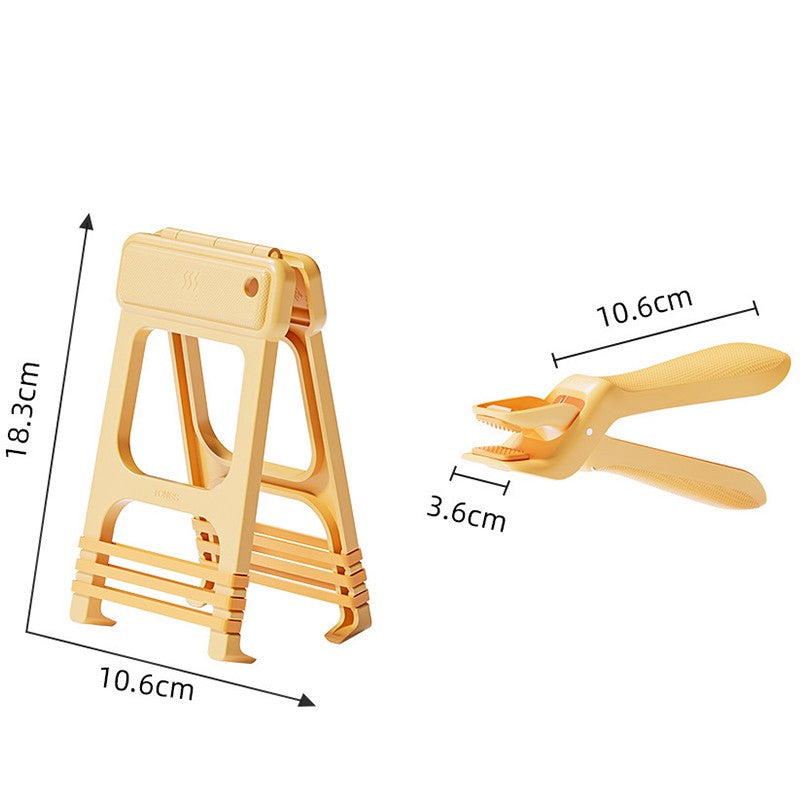 Cleste pentru Boluri, Kadeny, Anti-Alunecare, din ABS si Silicon, Extindere, pentru Oale, Tigai, de Uz Casnic, Rezistent la Temperaturi Inalte, 16x 10.5 x 3.6 cm Galben