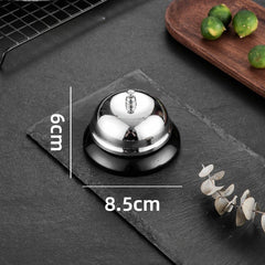 Clopotel sonerie metalica Kadeny, pentru receptie hoteluri, baruri, restaurante, material metal si plastic, 6 x 8.5 cm, argintiu