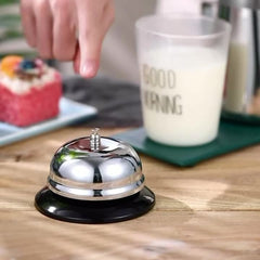 Clopotel sonerie metalica Kadeny, pentru receptie hoteluri, baruri, restaurante, material metal si plastic, 6 x 10 cm, argintiu