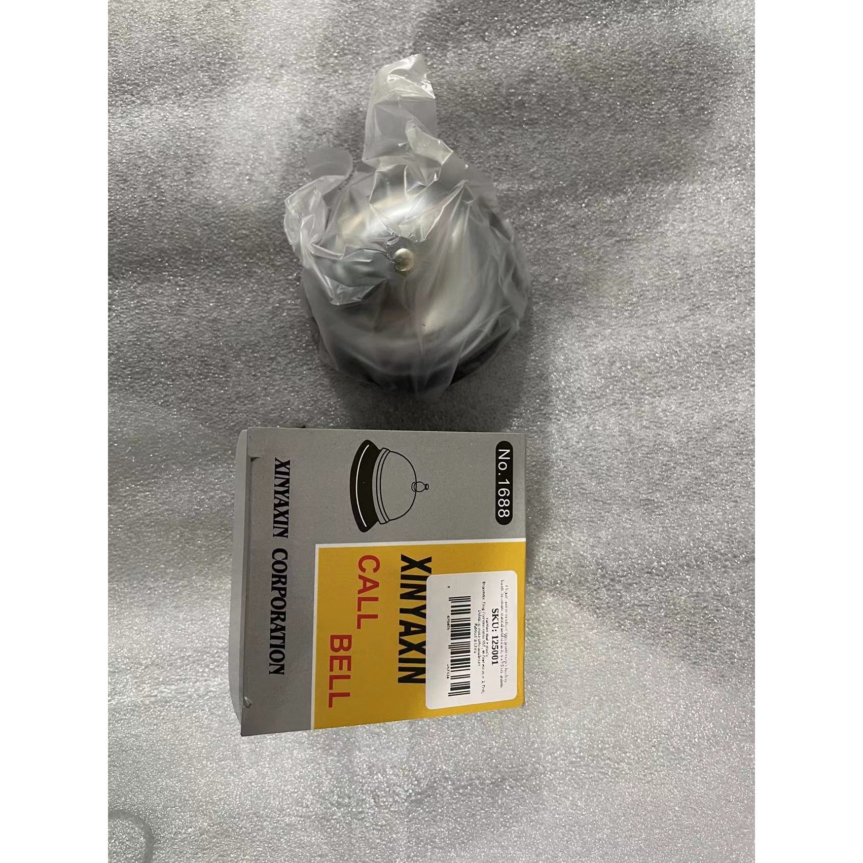 Clopotel sonerie metalica Kadeny, pentru receptie hoteluri, baruri, restaurante, material metal si plastic, 6 x 8.5 cm, argintiu