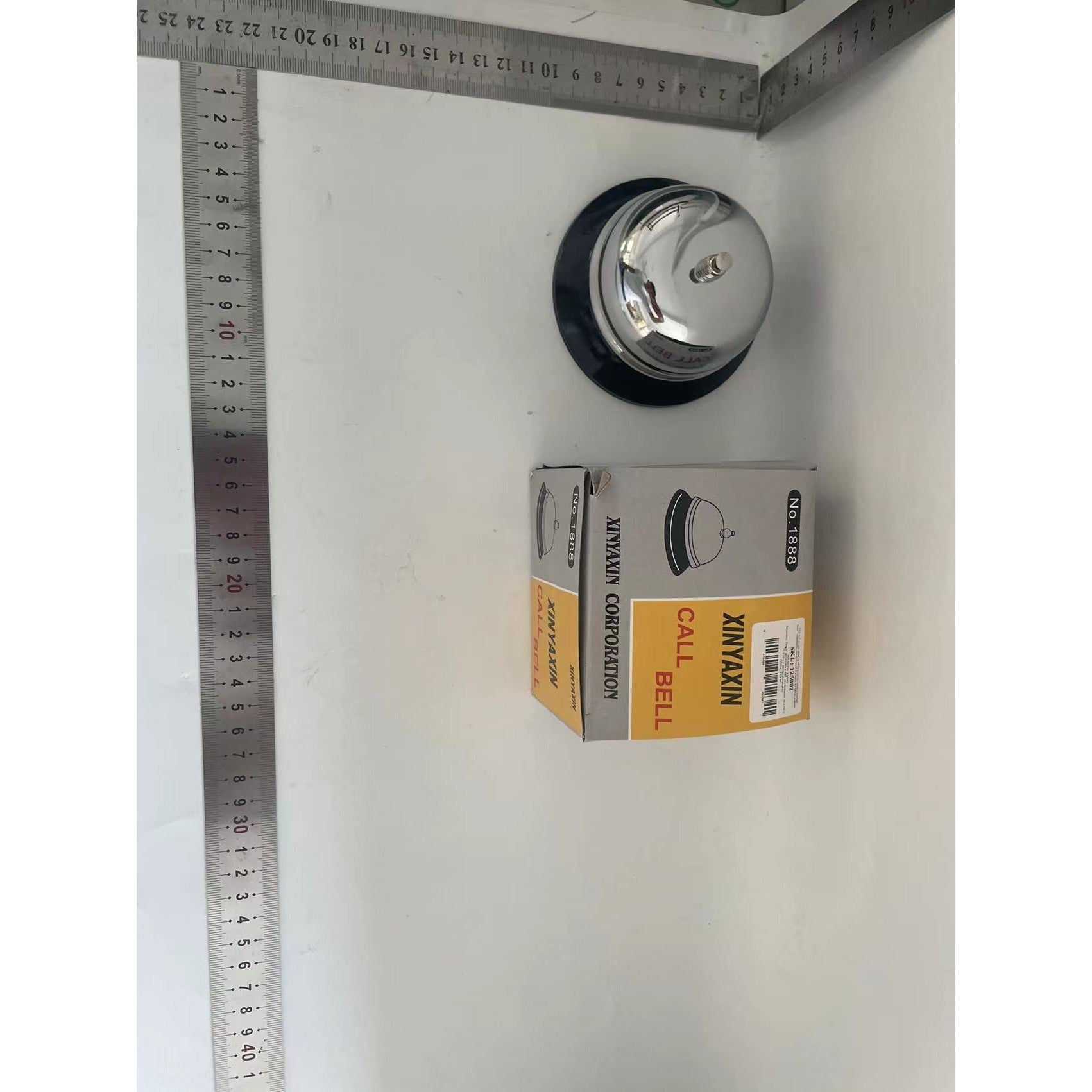 Clopotel sonerie metalica Kadeny, pentru receptie hoteluri, baruri, restaurante, material metal si plastic, 6 x 10 cm, argintiu