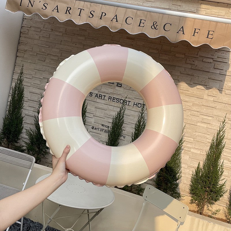 Colac de inot gonflabil pentru copii, In dungi Roz- Galben, Kaveny, diametru 66 cm