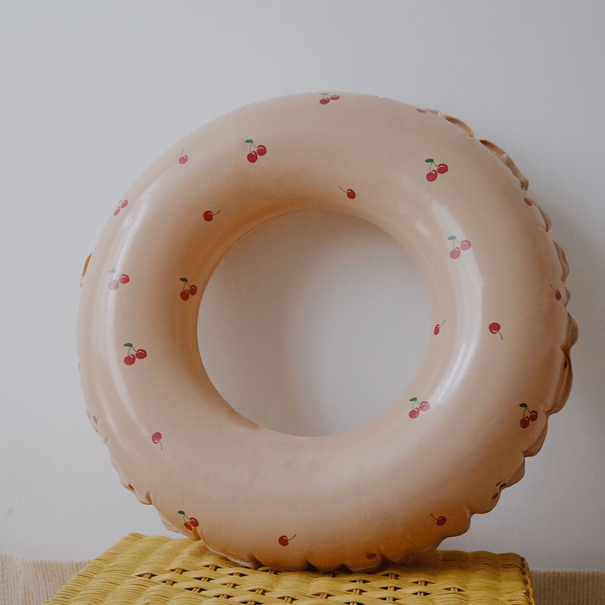 Colac de inot gonflabil pentru copii, Portocaliu, Model cu cirese, Kaveny, diametru 70 cm