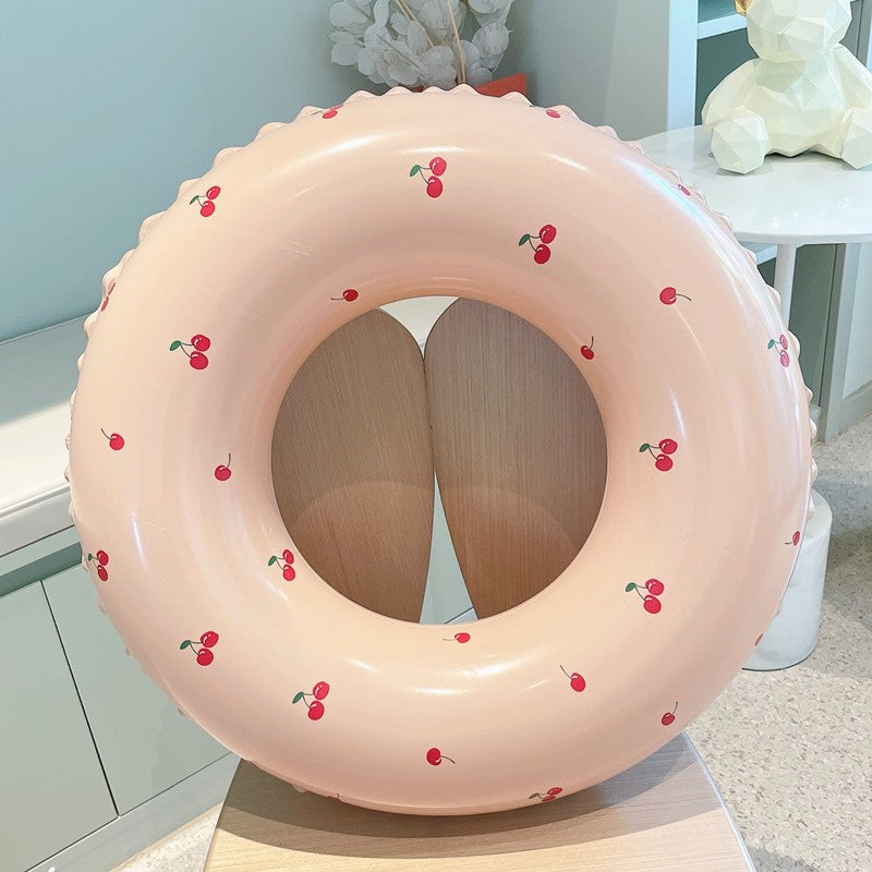 Colac de inot gonflabil pentru copii, Portocaliu, Model cu cirese, Kaveny, diametru 70 cm
