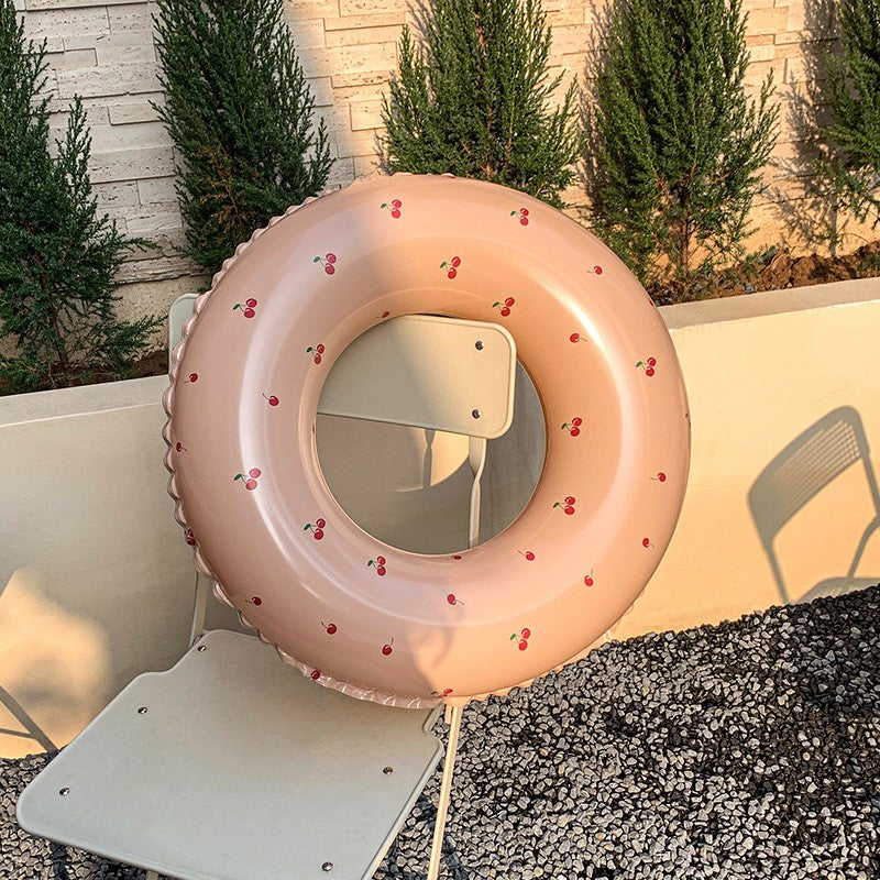 Colac de inot gonflabil pentru copii, Portocaliu, Model cu cirese, Kaveny, diametru 70 cm