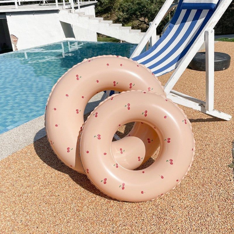 Colac de inot gonflabil pentru copii, Portocaliu, Model cu cirese, Kaveny, diametru 70 cm