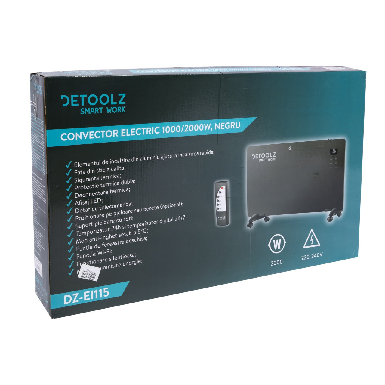 Convector electric 1000W/2000W, negru