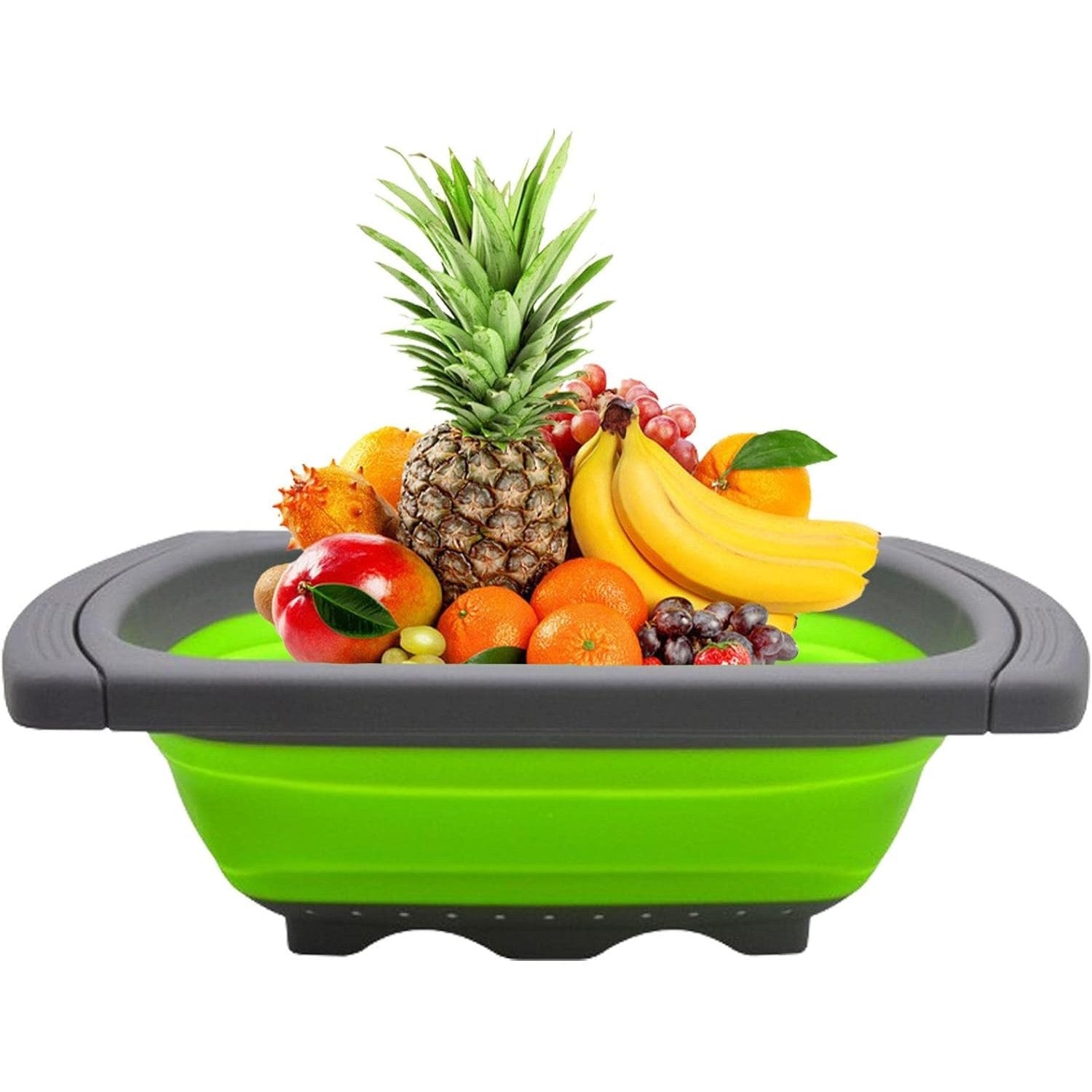 Cos de Scurgere Retractabil pentru Chiuveta, Kadeny, cu Filtru, pentru Fructe si Legume, de Uz Casnic, 39x12 cm, Design Extensibil pana la 61 cm, cu Manere de Prindere, Verde