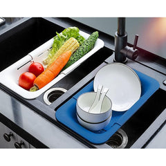 Cos pentru Scurgere Chiuveta de Bucatarie, Kadeny, Plastic, Telescopic, 36x20x5 cm, Albastru