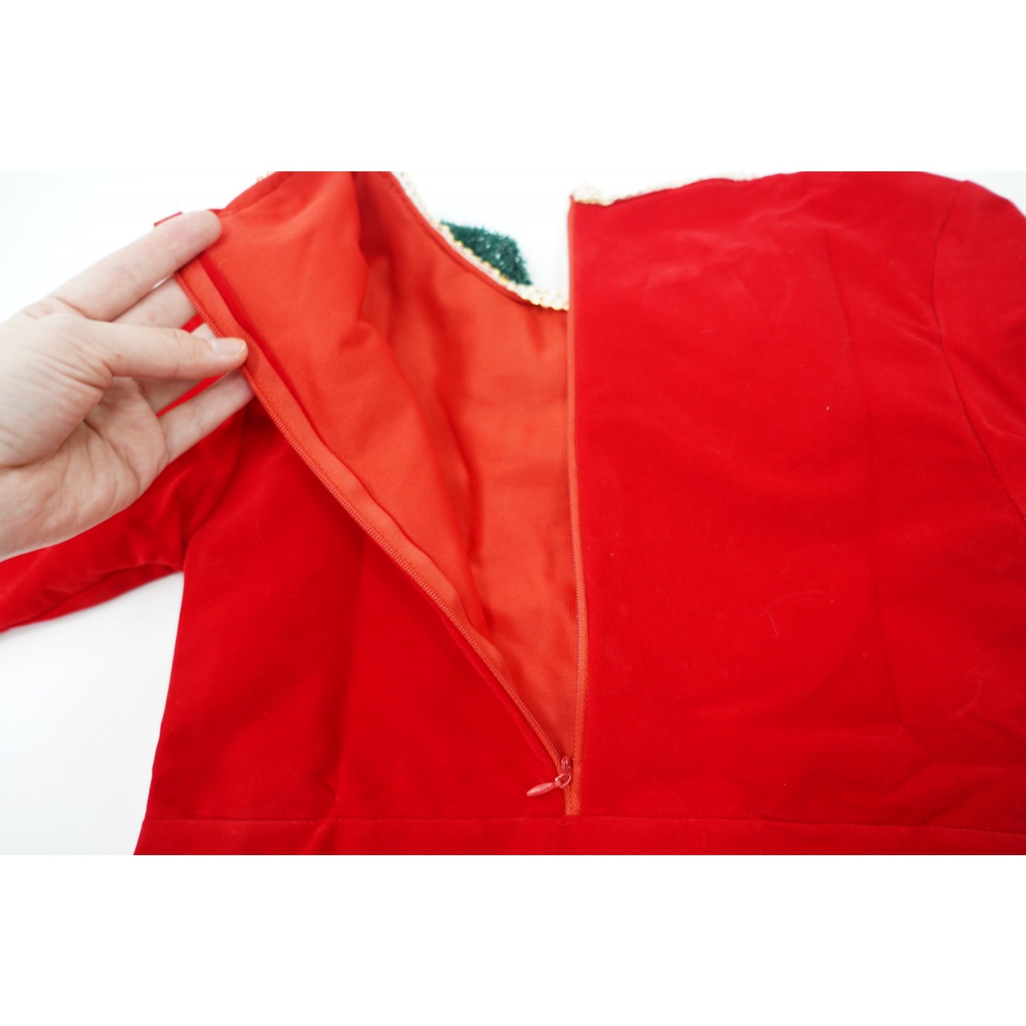 Costum Craciun, Kadeny, Fete, Spiridus, rosu, 10 - 13 ani, catifea