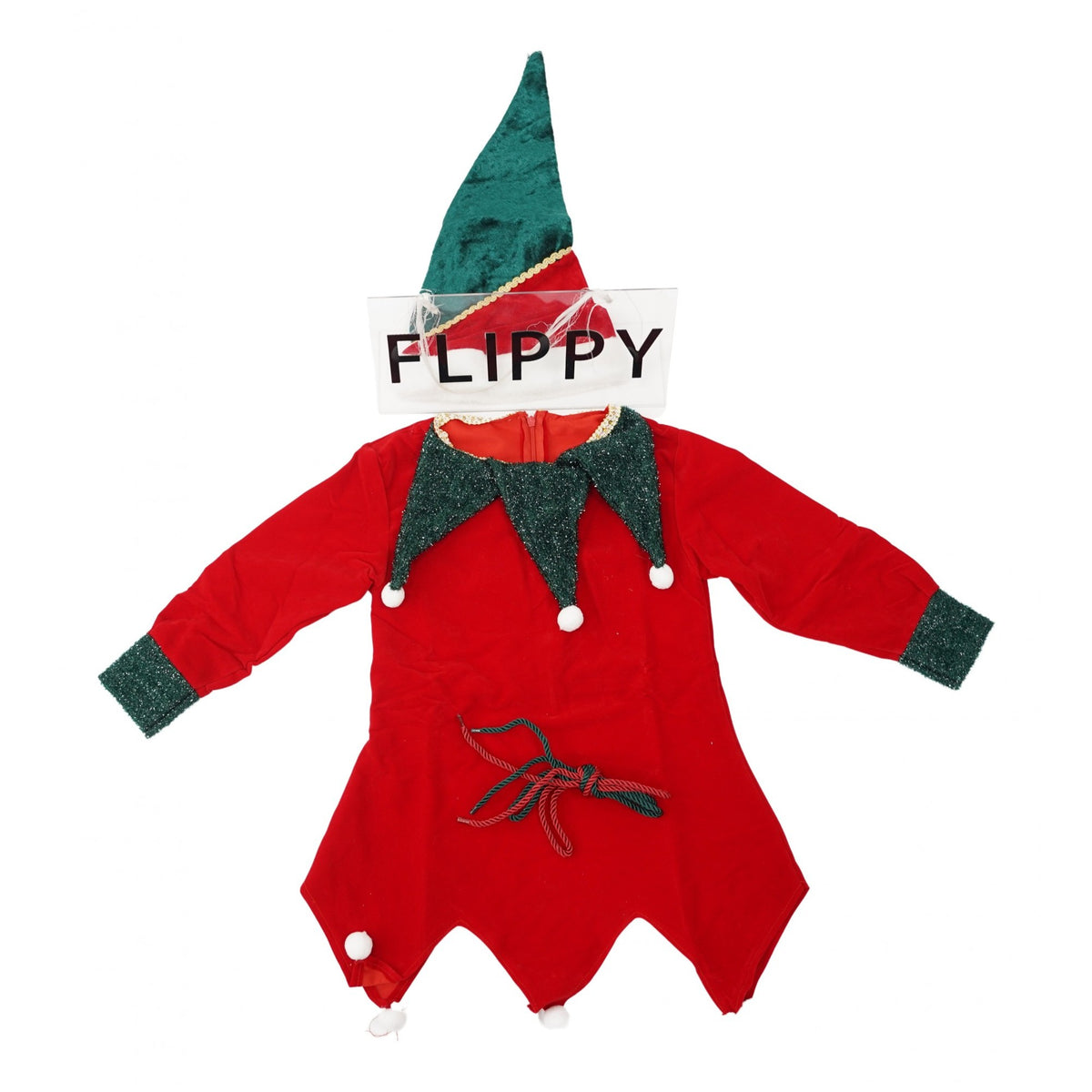 Costum Craciun, Kadeny, Fete, Spiridus, rosu, 10 - 13 ani, catifea