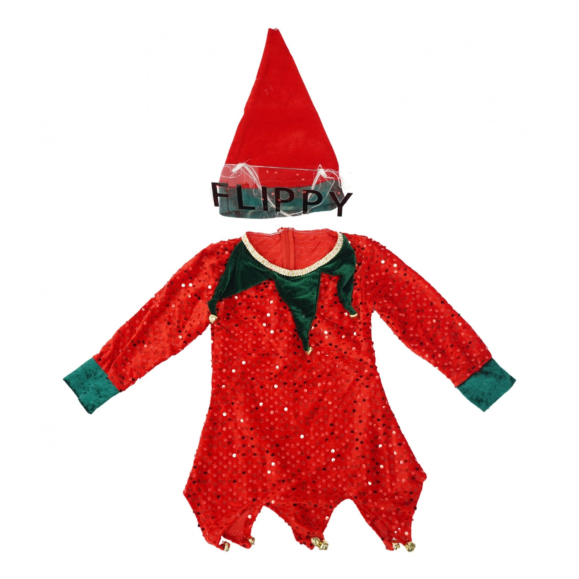 Costum Craciun, Kadeny, Spiridus, rosu,  10 - 13 ani, catifea