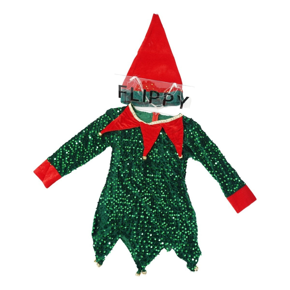 Costum Craciun, Kadeny, Spiridus, rosu,  10 - 13 ani, catifea