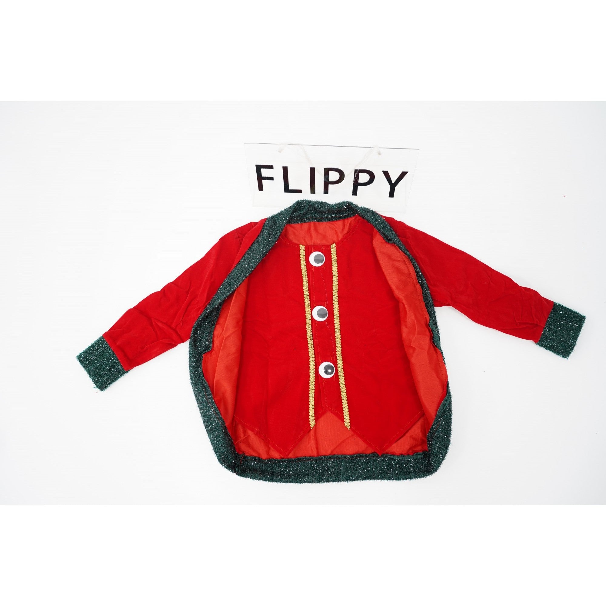 Costum Craciun, Kadeny, Spiridus, rosu-verde,  10 - 13 ani, catifea