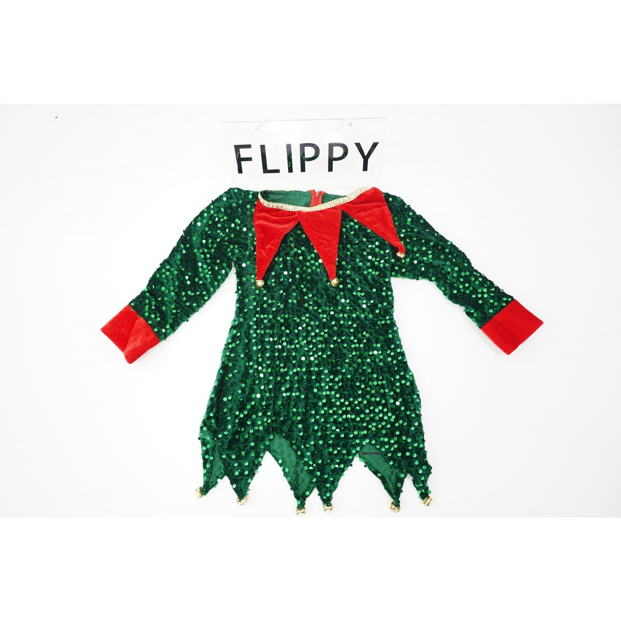 Costum Craciun, Kadeny, Spiridus, rosu-verde, 7 - 9 ani, catifea