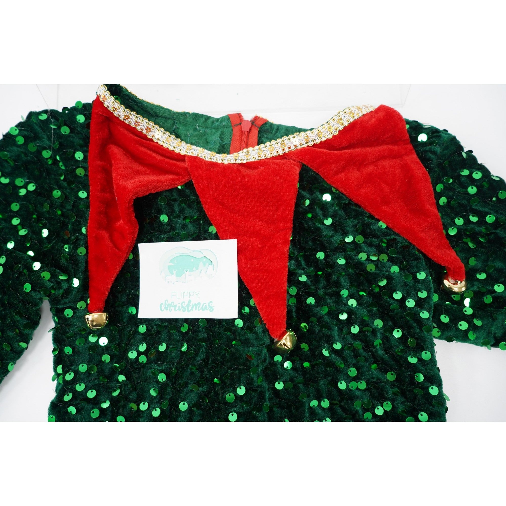 Costum Craciun, Kadeny, Spiridus, rosu-verde, 7 - 9 ani, catifea