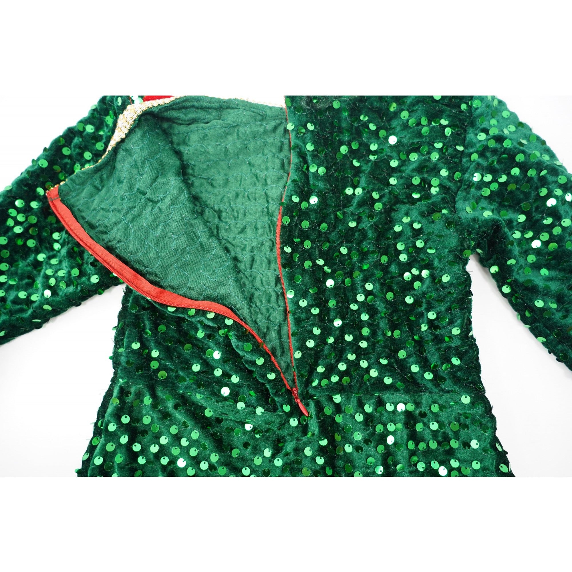 Costum Craciun, Kadeny, Spiridus, rosu-verde, 7 - 9 ani, catifea